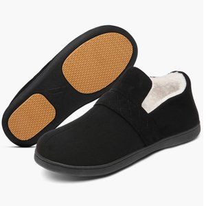 Mishansha Men's Moccasin Slipper Memory Foam & Rubber Soles Non-Slip 13